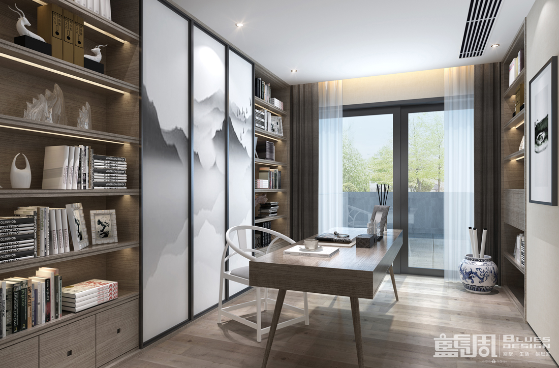 水映山岸公館別墅裝修設(shè)計(jì):書房