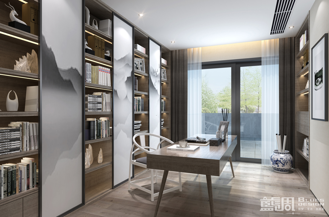水映山岸公館別墅裝修設(shè)計(jì):書房